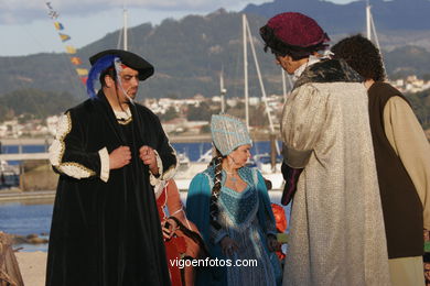 Escenograf�a del "Desembarco da carabela Pinta coa nova do Descubrimento". Fiesta de la Arribada - Baiona. 