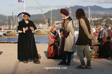 Escenograf�a del "Desembarco da carabela Pinta coa nova do Descubrimento". Fiesta de la Arribada - Baiona. 