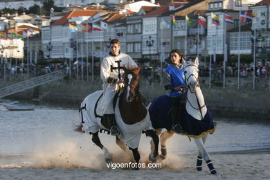 Escenografía del "Desembarco da carabela Pinta coa nova do Descubrimento". Fiesta de la Arribada - Baiona.
