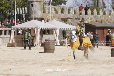 Torneo de justas, tiro de venablos y derribo del estafermo en la playa de Ribeira. Fiesta de la arribada - Baiona. 