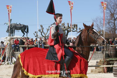 Torneo de justas, tiro de venablos y derribo del estafermo en la playa de Ribeira. Fiesta de la arribada - Baiona. 
