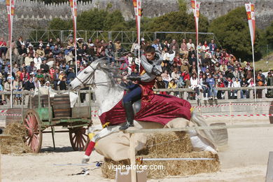 Torneo de justas, tiro de venablos y derribo del estafermo en la playa de Ribeira. Fiesta de la arribada - Baiona. 