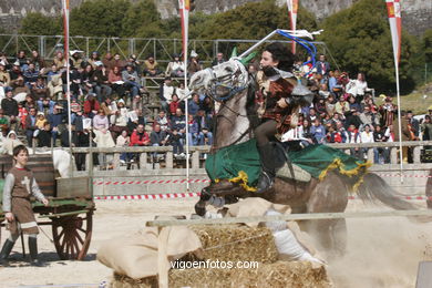 Torneo de justas, tiro de venablos y derribo del estafermo en la playa de Ribeira. Fiesta de la arribada - Baiona. 