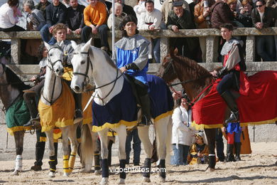 Torneo de justas, tiro de venablos y derribo del estafermo en la playa de Ribeira. Fiesta de la arribada - Baiona. 