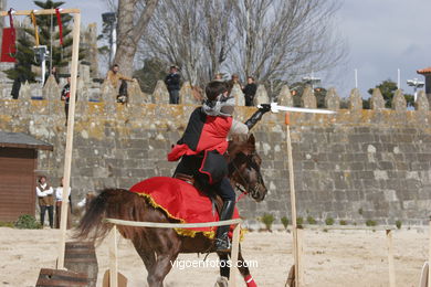 Torneo de justas, tiro de venablos y derribo del estafermo en la playa de Ribeira. Fiesta de la arribada - Baiona. 