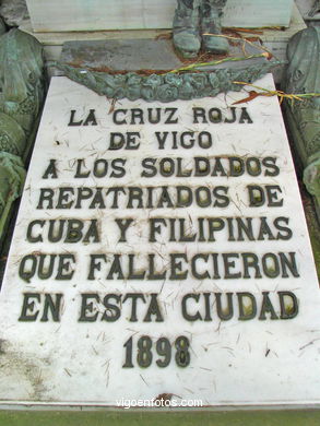 Monument of the Cruz Roja to the Repatriated soldiers of Cuba and the Philippines died in Vigo- Francisco Asorey Gonz�lez. (1907). Cementery of Pereir�.
-  (Map location). 