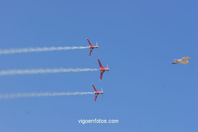 Patrulla acrobática Reva. Aviones Acroez. Exhibición aérea de Vigo en la Playa de Samil. Agosto de 2006.