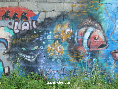 Graffiti en el paseo del r�o Lagares. 