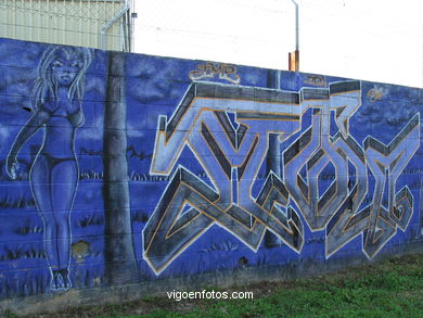 Graffiti en el paseo del r�o Lagares. 