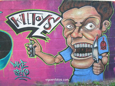 Graffiti en el paseo del r�o Lagares. 