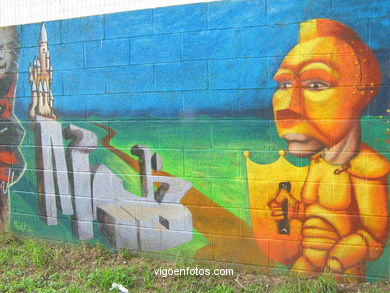 Graffiti en el paseo del r�o Lagares. 