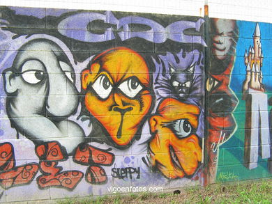 Graffiti en el paseo del r�o Lagares. 