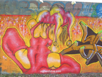 Graffiti en el paseo del r�o Lagares. 