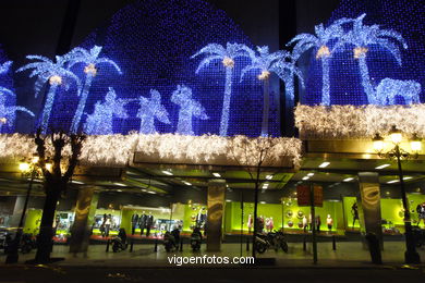 Vigo en Navidad. Iluminación navideña en las calles de Vigo..