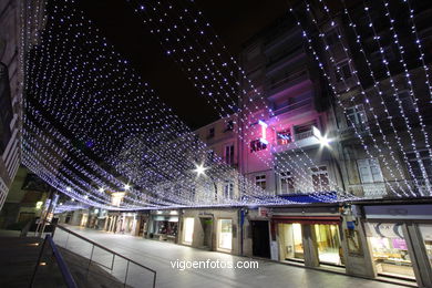 Vigo en Navidad. Iluminación navideña en las calles de Vigo..
