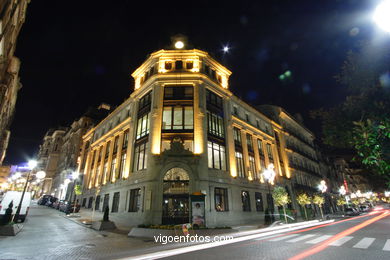 Vigo en Navidad. Iluminación navideña en las calles de Vigo..