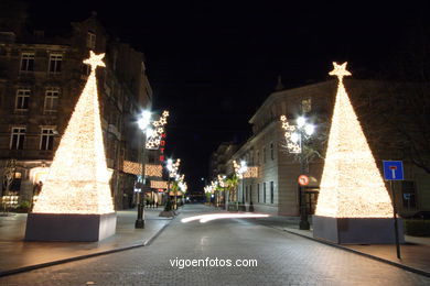 Vigo en Navidad. Iluminación navideña en las calles de Vigo..