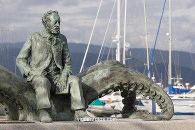 ESCULTURA A JULIO VERNE. ESCULTURAS Y ESCULTORES. VIGO