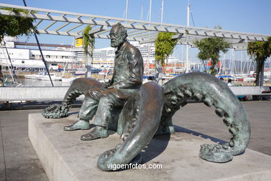 ESCULTURA A JULIO VERNE. ESCULTURAS E ESCULTORES. VIGO