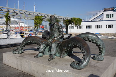 ESCULTURA A JULIO VERNE. ESCULTURAS Y ESCULTORES. VIGO