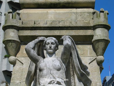 MONUMENT TO RECONQUIST. SCULPTURES AND SCULPTORS. VIGO