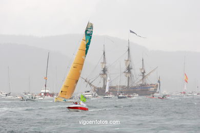 VOLVO OCEAN RACE IN THE SEA OF VIGO SPAIN
