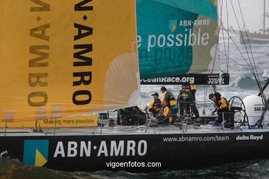 VOLVO OCEAN RACE IN THE SEA OF VIGO SPAIN